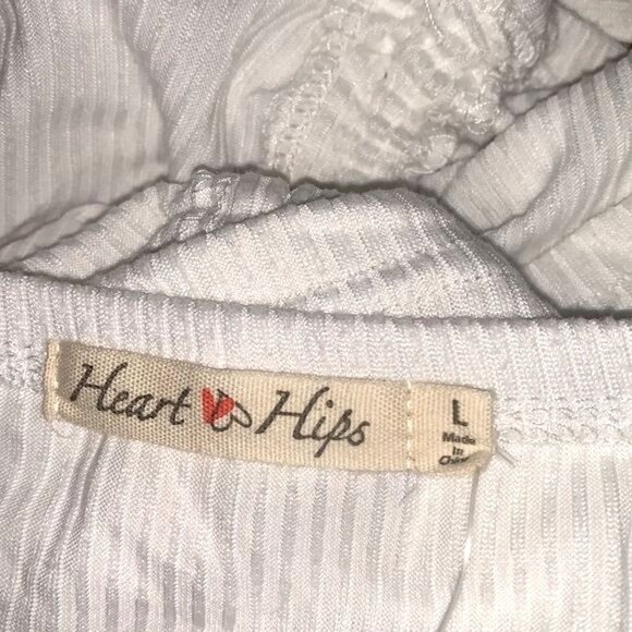 Heart & Hips White Ribbed Ruched Halter Crop Top L 86% Polyester 4% Spandex - Picture 3 of 7